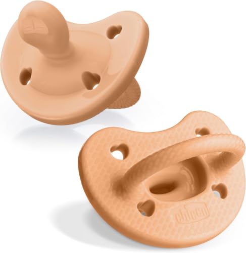 Image of Chicco PhysioForma Luxe Orthodontic Pacifier for Babies 6-16 Months, One-Piece 100% Soft Silicone, Supports Breathing, Textured Shield & Handle, Sterilizing Case, BPA Free, Cantaloupe,oz.(Pack of 6)