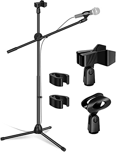Techtest Adjustable Dual Mic Stand | Heavy Duty Condenser Microphone Stand for Studio, Podcast & Live Singing