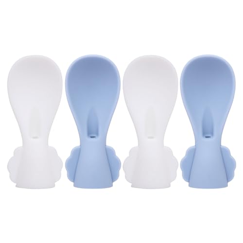 Image of Playful & Practical Silicone Spoon Set for Baby Food Pouches - 4 Squeeze Pouch Spoon Attachments with Kid-Friendly Travel Cases