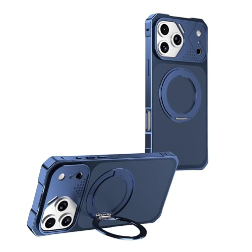Coque iPhone 15 bleu foncé anti-chute et anti-dérapante avec anneau rigide pare-chocs