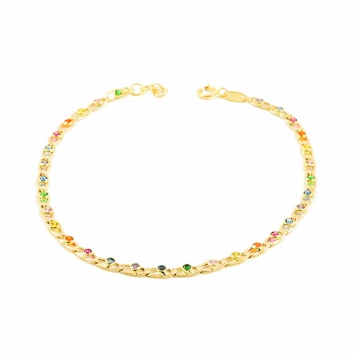 Monde Petit Pulsera Mujer Oro Amarillo 9K Bilbao Circonitas Color Brillo 20 cm - Certificado Garantía - 1554