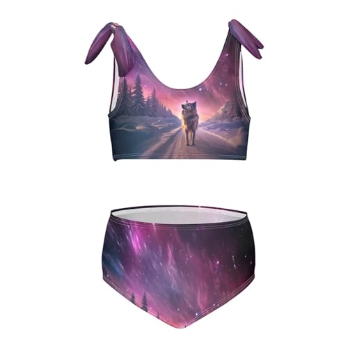 Image of Girls Swimsuits Set 2pcs Smile Dog Bathing Bikini Suits Tie Tankini