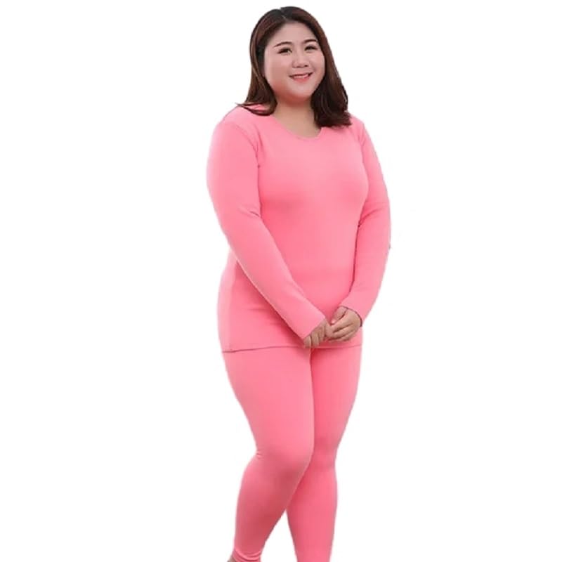 Ropa Interior Térmica Mujer - Tops Ajustados + Pantalones Largos para Invierno Y Otoño, Traje De Lencería De 2 Piezas De Talla Grande, L-6Xl, Ropa Interior Informal De Algodón Suave Y C
