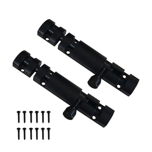 VOLO Aluminium Tower Bolt with Stainless Steel Rod – Heavy Duty Door & Window Latch for Home and Office | Main Door Tower Bolt | Kundi/Chitakini | Pack of 2 Pieces (Black, 4 Inch)