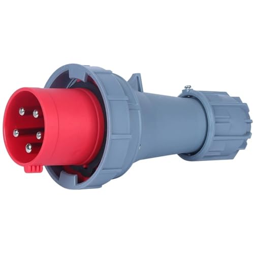 Spina CEE 63A, Spina a 5 poli, Impermeabile IP67, Connettore CEE Rosso, 5 poli, Impermeabile 63A, Spina Industriale, Spina Aeronautica Industriale a 5 poli, rosso, 3P+N+E, 5P