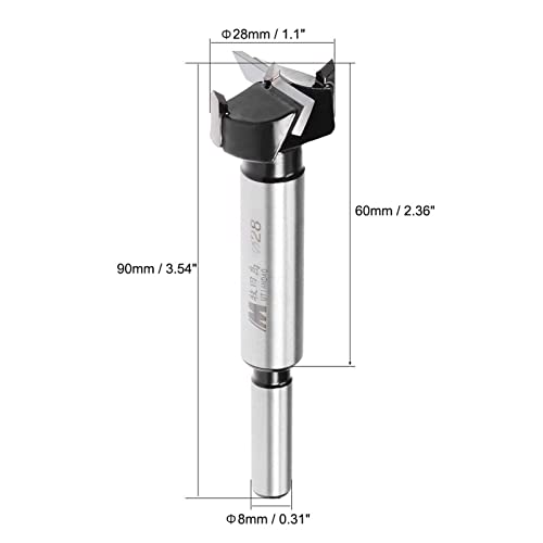 TA-VIGOR 28mm Forstner Drill Bit, Tungsten Carbide Wood Hole Saw Auger Opener for Woodworking Hinge Hole Drilling Boring Bit Cutter - Image 2