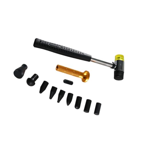 Ipetboom Kit de Réparation Carrosserie 11 Pièces Marteau en Caoutchouc, 1 Stylet de Redressage, 9 Têtes de Réparation en Acier Inoxydable, Outil Débosselage Métal pour Couleur Aléatoire