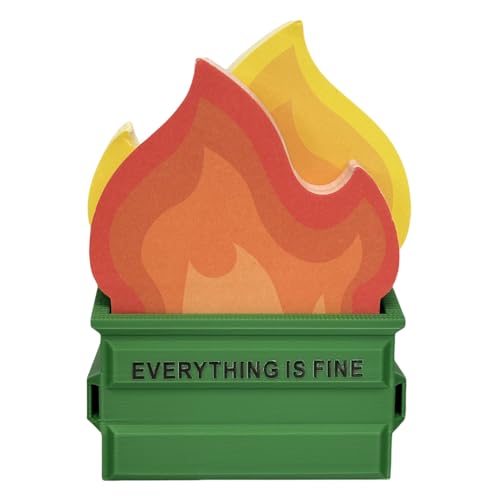 Garbage Can Fire Sticky Notes Office Supplies Flame Notepads Desk Accessories Funny White Elephant...