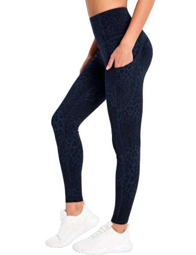 Image of THE GYM PEOPLE Thick High Waist Yoga Pants with Pockets, Tummy Control Workout Running Yoga Leggings for Women