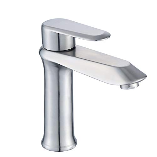 Grifo de lavabo con mezclador de acero inoxidable y control monocomando suave