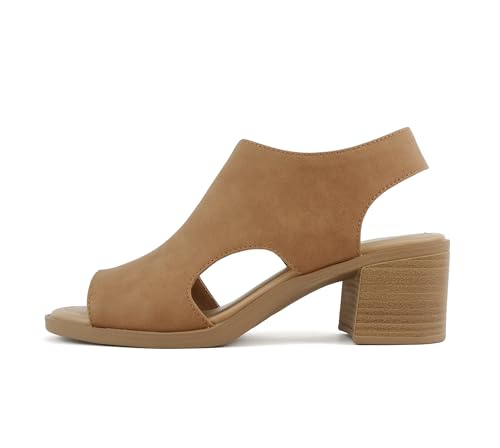 Image of CITYCLASSIFIED inchElect inch ~ Women's Peep Toe Laser Cut Geometric Caged Slingback Ankle Strap Low Stacked Heel Ankle Bootie