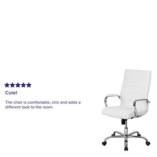 Flash Furniture High Back Office Chair White LeatherSoft Office Chair