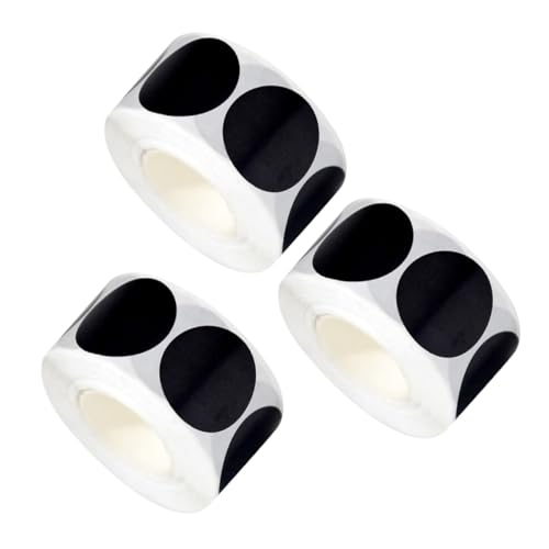 3 rouleaux étiquettes pour pots à épices rondes de PVC auto-adhésif noir pour bocaux