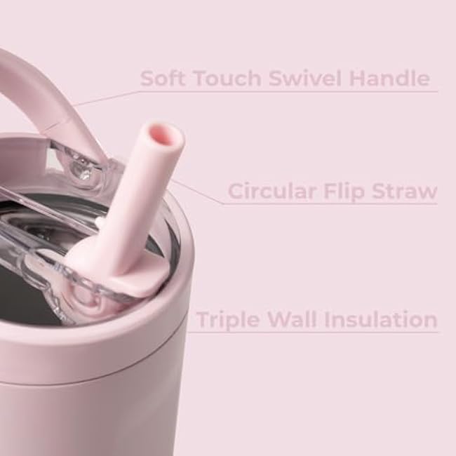 HydroJug Sport - Stainless Steel Tumbler with Straw, Vacuum Insulated, 40oz Leakproof Water Bottle, Ergonomic Design, Reusable, Dishwasher Safe, Rubber Base, Durable for Gym or Outdoors, Pink Sand