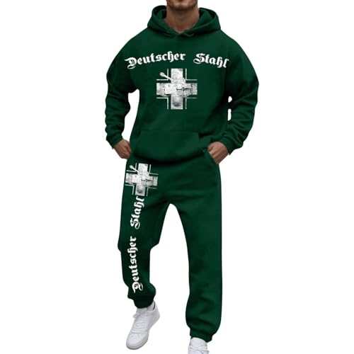 Sweat-shirt à capuche et jogging pour homme en polaire douce verte taille S