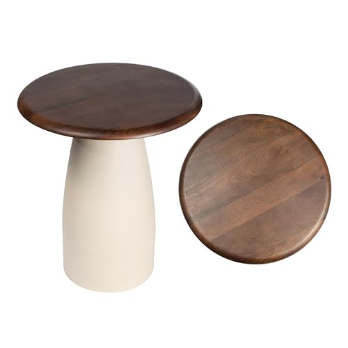 JONATHAN Y END5001B Skye 18" Modern Rustic Round Wood/Metal Accent