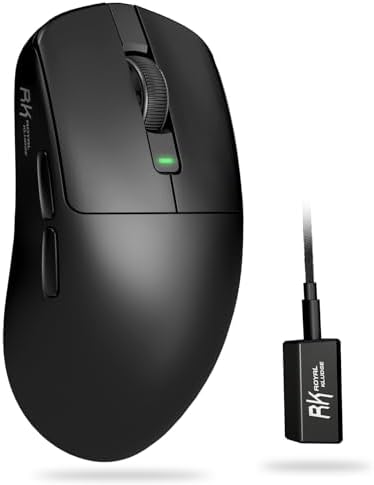 RK ROYAL KLUDGE RK M3 Wireless Gaming Mouse with 42K DPI, 47g Lightweight Computer Mouse with Dual 8K Polling Optical Sensor, Bluetooth/2.4G/USB-C Wired PC Game Mice with 5 Programmable Buttons, Black