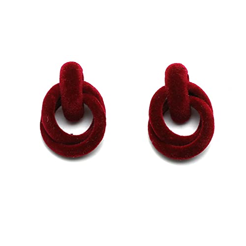 Vintage Velvet Earrings for Women Girls Boho Handmade Geometric Round Circle Hoops Drop Dangle Stud Earring Hypoallergenic Retro Christmas Winter Holiday Party Jewelry Gifts