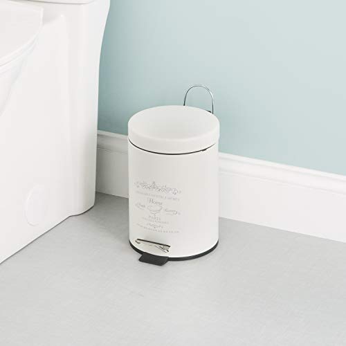 Home Basics Paris Collection Bathroom Accessories, Office, Bedroom, Decorative Waste Basket With Stylish Accent Decor To Complement Any Bathroom (3 Liter Waste Bin) #TOP5