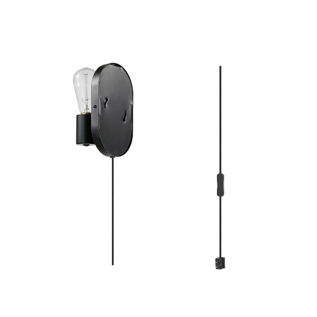 Image of GLOBE Electric x Novogratz 51488 1-Light Plug-in or Hardwire Wall Sconce, Matte Black, 6ft Fabric Covered Cord, Rocker Switch, Wall Lights for Apartment or Renters, Modern Lighting (Pack of 4)