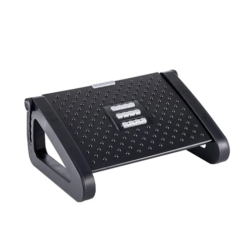 Foot Rest for Under Desk at Work,Ergonomic 6-Height Adjustable Footstool,Under Desk Footrest with Foot Massage Roller,Chair Footstool for Leg (Black)