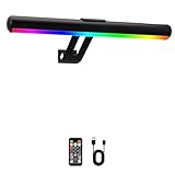 LED Picture Light with RGB Colors, 13 Color Temperatures, Touch Control, Remote, USB Powered, Black