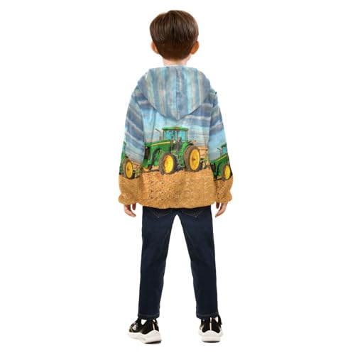Image of Boys Fleece Jacket Hooded Autumn Winter Long Sleeve Thick Warm Outerwear;3-10 Years Kids Cute Fuzzy Jacket