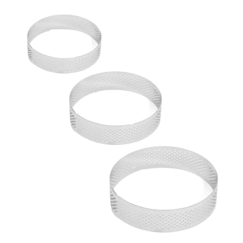 Anillo Para Tartas Anillo redondo perforado for tarta, molde for Tartas de fruta de acero inoxidable for hornear postres, moldes for pasteles y Mousse, herramientas de cocina Para Hornear(6 8 10cm set