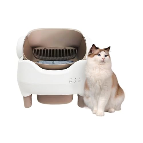 猫 トイレ 自動自動洗浄猫トイレ、アプリ制御付き、大型ゴミ箱、オープン、トップ、複数の猫用トイレ便器 複数のペットに最適です