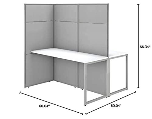 Bush Business Furniture Easy Office 2 Person Cubicle Desk Workstation, 60W X 66H, Pure White #TOP6