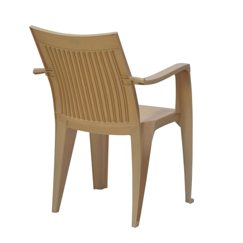 Image of Nilkamal Plastic Chair with Arm |Set of 4| 3 Year Warranty | for Home, Living Room, Outdoor | Marble Beige Colour | CHR2209