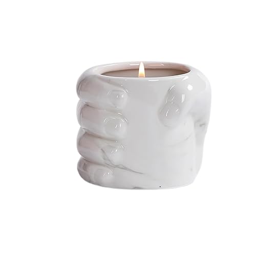Porcelain candlestick, Ceramic Hand Holding Candlestick Holder Aromatherapy Candle Cup Indoor Household(C)