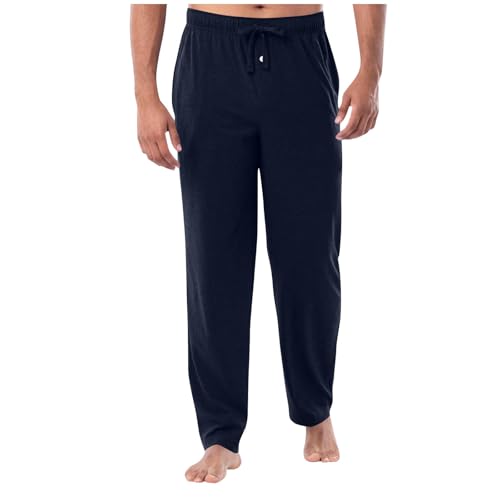 Mens Pajama Pants Solid Color Soft Comfrt Lightweight Pj Bottoms with Pockets Sleepwear Lounge Clothing Fall Winter