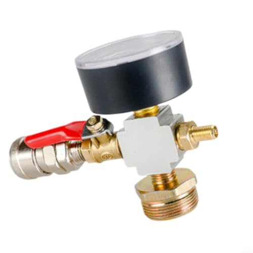 Chroavel Adaptador de compresor de aire con manómetro para neumáticos y herramientas (cuatro vías)