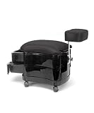 Pibbs 2-Shelf Professional Pedicure Stool with Footrest for Spas Features a High-Density Foam Seat Cushion and Adjustable Footrest, Model 2033, PIB-2033