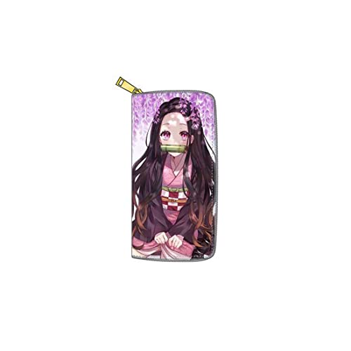 FüR Demon Slayer Wallet Pu Lang Bedruckter ReißVerschluss GeldböRse Mezzanine Multi-Kartensteckplatz Kamado Nezuko Anime Fan Geschenk Cover