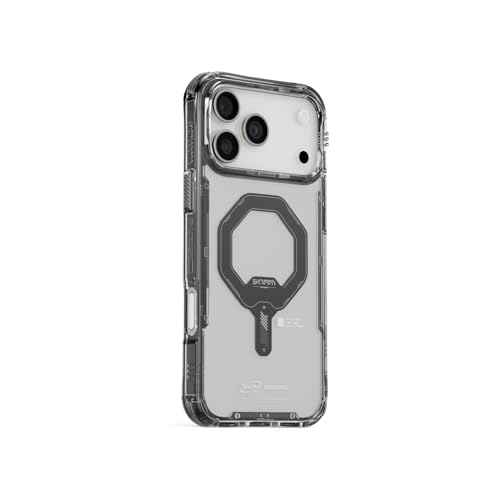 SKINARMA SAIDO Mag-Charge Case for iPhone 17 Pro (6.3"), Clear Protective Cover with Enhanced Corner Bumpers, Interchangeable Side Buttons & Lanyard Loops (Black)