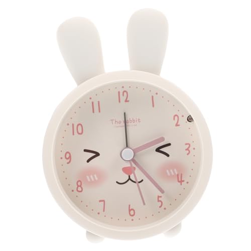 ABOOFAN Reloj Despertador Pequeño Sin Forma De Conejito, Silicona Blanca, Luz Nocturna Incorporada, Adecuado para Dormitorio, Oficina y Hogar