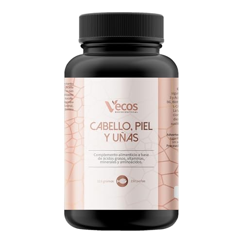 Suplemento para cabello, piel y uñas con Omega 3 y 6, vitaminas, minerales y aminoácidos – Fortalece y nutre – 150 perlas