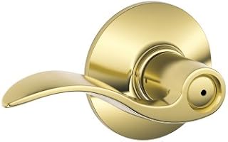 SCHLAGE F40ACC605 Accent F40 Flat Wave Reversible Non-Handed Door Lever Lockset, Solid, Bright