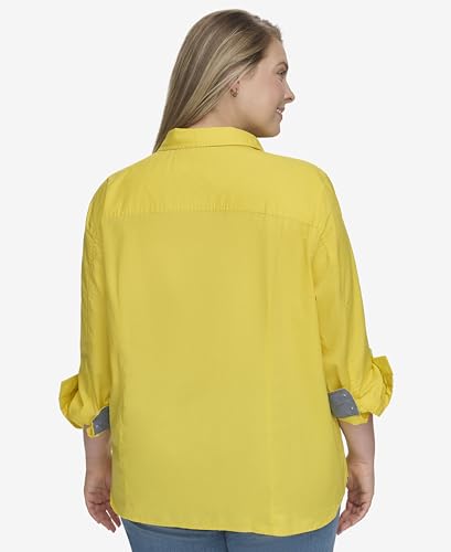 Image of Tommy Hilfiger Women's Roll Tab Button Down Shirt (Regular and Plus Sizes)