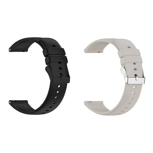 Foyscr Silicone Strap, Quick Buckle Waterproof Soft Strap, Black Strap, Silver Stainless Steel Buckle, Men's and Women's Smartwatch Strap, Sport Watch Strap
