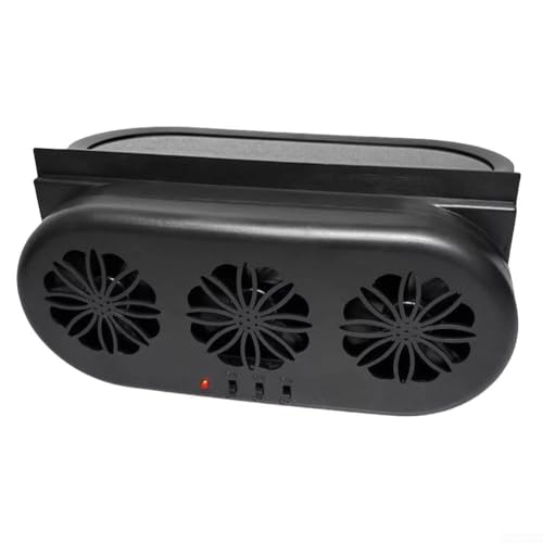 MeevrgR Ventilador de coche ABS negro 230 x 110 x 52 mm, carga solar y USB, 5000 rpm, control de temperatura y circulación de aire