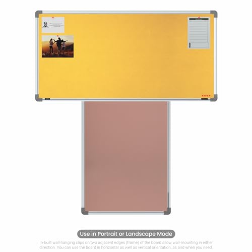 Image of Scholar Art Metis 2x4 Feet Bulletin Board for Study Table & Kids Room | Vibrant & Versatile Crape Cloth + High Density Soft Board for Pinning Photos, Sticky Notes & Reminders (Yellow)