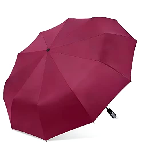 Image of GRACIOUS MART Premium Wooden Handle Automatic Open /Close, Wind-Resistant 8-Rib Frame, UV Blocking Umbrella With Extra Large Canopy, Travel-Friendly Design for Men & Women