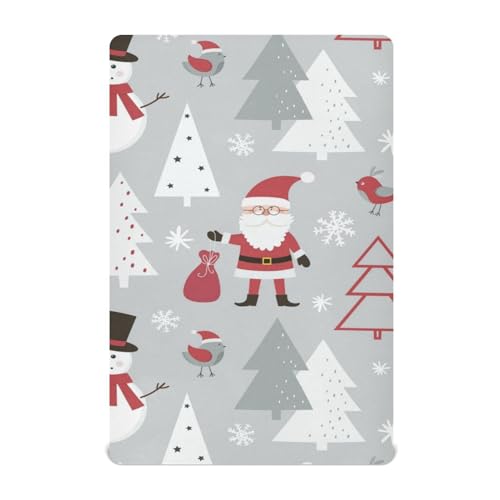 Moudou Christmas Santa Claus Playard Sheet for Boy Girls, Soft Breathable Fitted Toddler Sheet for Standard Playard Bed Mattress, 39 x 27 x 5 Inch