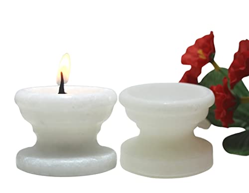 Mirakii White Marble Decorative Diwali Diya or Tealight Candle Holder for Lighting Decoration, Gift and Home Decor (2 Diya)