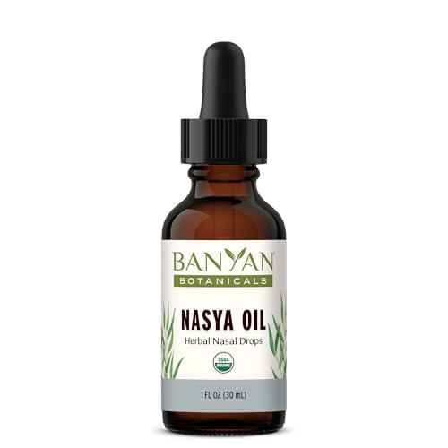 Banyan Botanicals Organic Nasya Oil Herbal Nasal Drops for Clear Breathing Ayurvedic Nose Moisturizer & Sinus Lubricant for Dryness & Travel 1 oz USDA Organic Chemical-Free