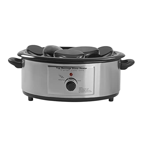 Hot Stone Set de masaje de piedra caliente de 750 W calentador de piedra caliente de 6 litros con pantalla digital y control de temperatura, carcasa de acero inoxidable y cucharón para