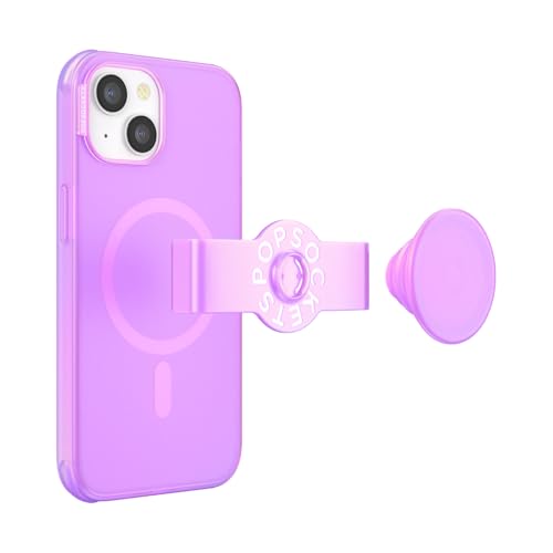 Image of PopSockets iPhone 14 Case with Phone Grip and Slide Compatible with MagSafe, Phone Case for iPhone 14, Wireless Charging Compatible - Pink Opalescent
